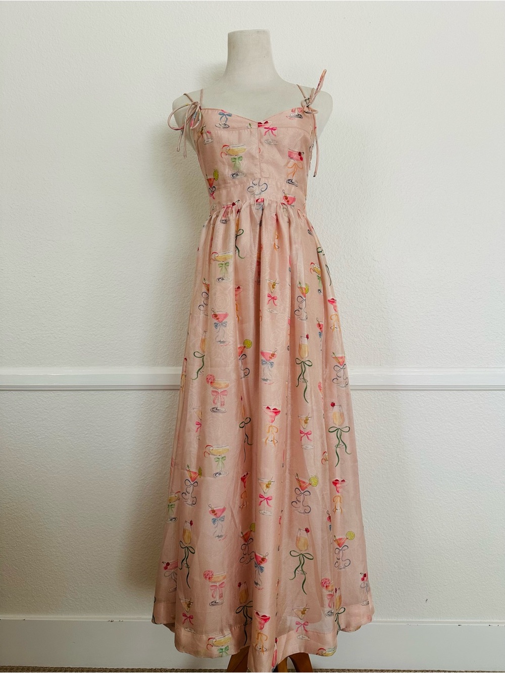 Viral Anthropologie En Saison Blush Pink Floral Cocktail Dress - XS - Picture 2 of 6
